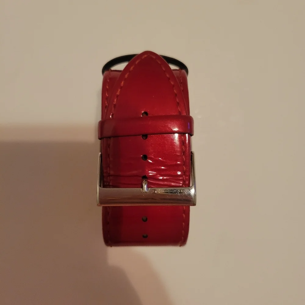 Guess Cuff Red‎ Watch with Crystal Details EUC Bold Maximalist